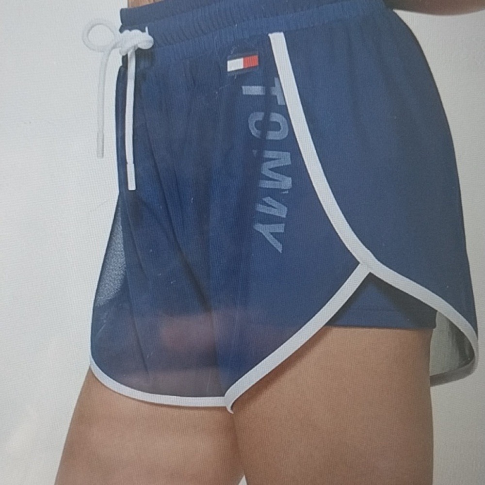 NEW Tommy Hilfiger Women's Performance Interlock Knit Running Short Deep Blue
